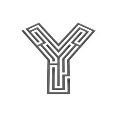 3d render maze alphabet letter