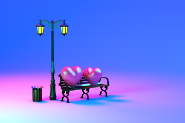 lovers sitting under street lamp