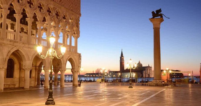 Sunrise St. Mark's Square Venice, Italy Timelapse