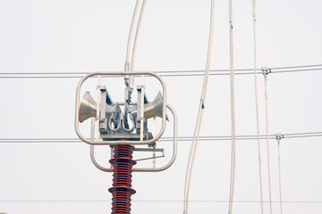 Fototapeta na wymiar Electric power equipment in a substation