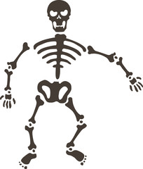 Vector cartoon skeleton ghost in Halloween on the White Blackground