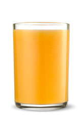 Glass of fresh orange juice isolated on white background.