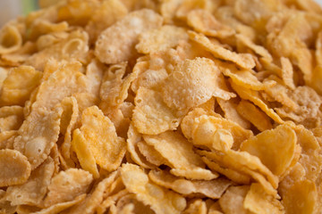 Close up of corn flakes texture