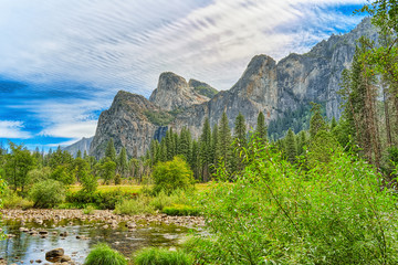 Yosemite Valley. Magnificent national American natural park - Yosemite.