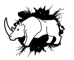 Angry Rhino ready to fight cartoon graphic vector.