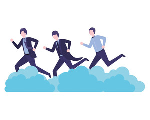 businessmen with clouds avatar character