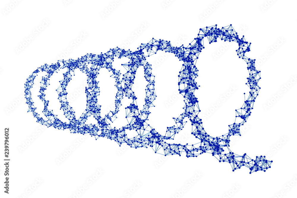 Poster spiral tunnel with network connection pattern lines on white. high-tech background in digital comput