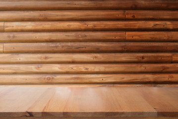 Empty desk with Vintage Wooden panel texture or side view of wall for background