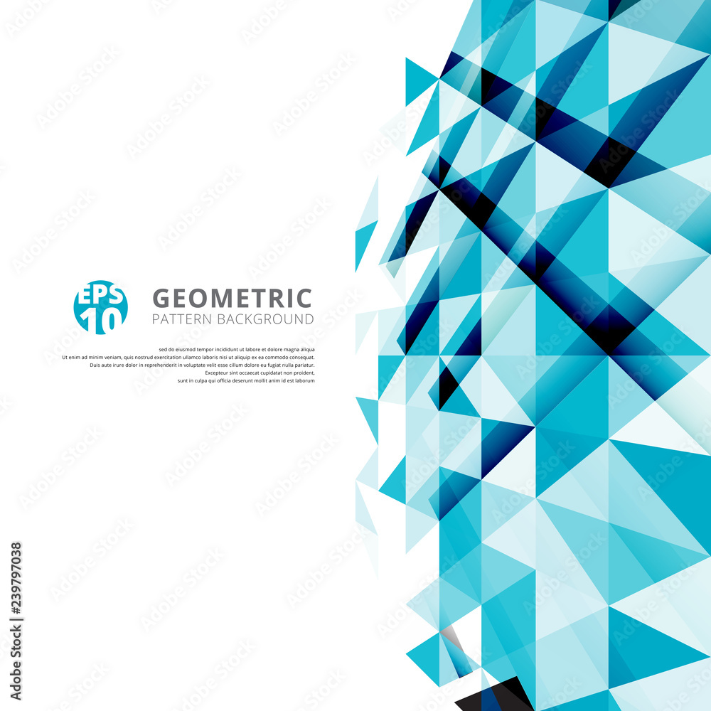 Aufkleber abstract blue geometric triangles pattern perspective on white background with copy space