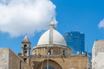 Naklejka premium Maronite church and other buildings, in Haifa