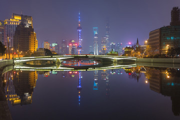 Shanghai city at night, China