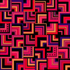 Seamless geometric pattern background with squares, circles and triangles