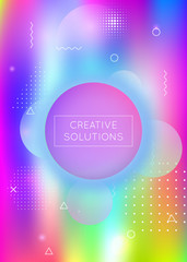Bauhaus background with liquid shapes. Dynamic holographic fluid with gradient memphis elements. Graphic template for brochure, banner, wallpaper, mobile screen. Futuristic bauhaus background.