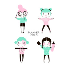 planner girls cartoon