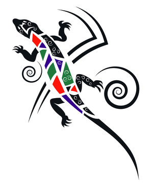 Salamander lizard, vector tattoo