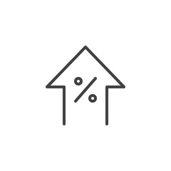 Discount increase arrow outline icon. linear style sign for mobile concept and web design. Percentage arrow up simple line vector icon. Symbol, logo illustration. Pixel perfect vector graphics