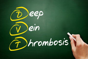 DVT - Deep Vein Thrombosis, acronym health concept on blackboard