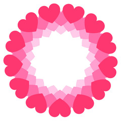 Round frame of pink hearts. Vector Valentine's day greeting card or wedding invitation