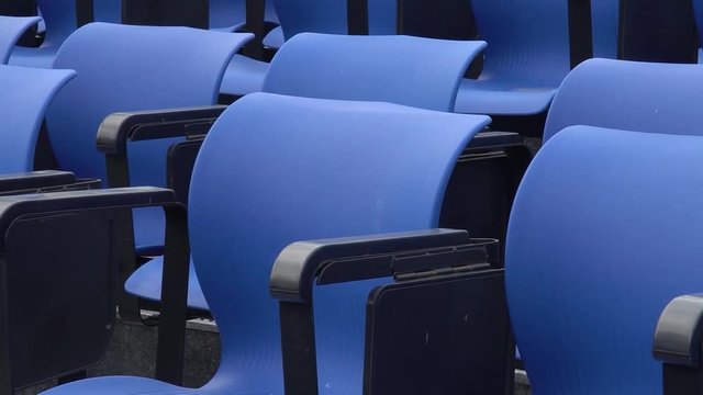 Rows of seats. Tribune for audience.