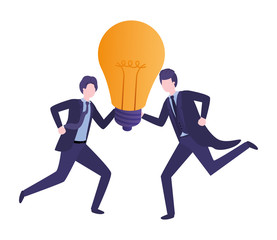 Businessmen with lightbulb avatar character