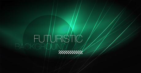 Digital technology abstract background - neon geometric design. Abstract glowing lines. Colorful techno background. Futuristic shape.