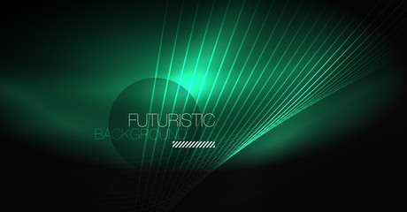 Digital technology abstract background - neon geometric design. Abstract glowing lines. Colorful techno background. Futuristic shape.