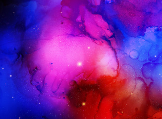 Space Nebula Watercolor Background