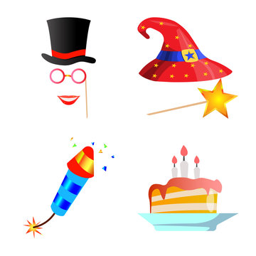 Isolated object of party and birthday sign. Collection of party and celebration vector icon for stock.
