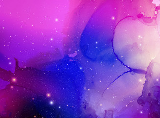 Space Nebula Watercolor Background