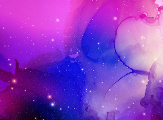 Naklejka premium Space Nebula Watercolor Background