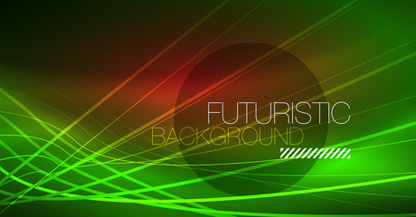 Digital technology abstract background - neon geometric design. Abstract glowing lines. Colorful techno background. Futuristic shape.