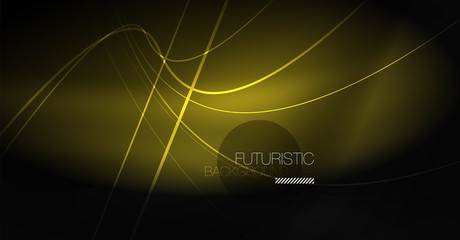 Digital technology abstract background - neon geometric design. Abstract glowing lines. Colorful techno background. Futuristic shape.