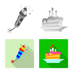Fototapeta na wymiar Isolated object of party and birthday icon. Collection of party and celebration vector icon for stock.