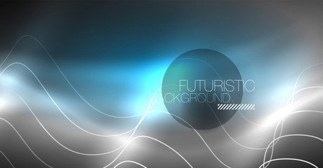 Neon lines wave background. Abstract composition