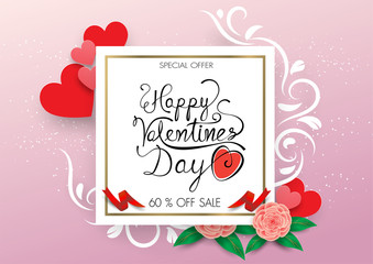 calligraphy sale paper cut background,happy valentine's day