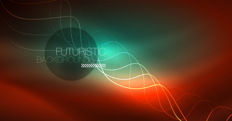 Neon lines wave background. Abstract composition