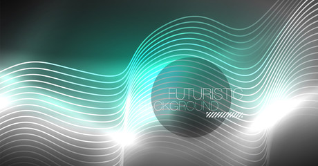 Neon lines wave background. Abstract composition