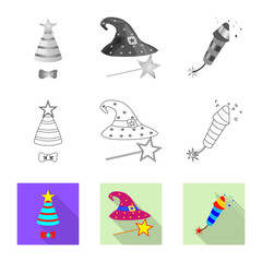 Vector illustration of party and birthday sign. Collection of party and celebration stock symbol for web.