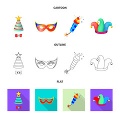 Vector illustration of party and birthday symbol. Collection of party and celebration vector icon for stock.