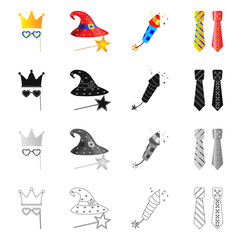 Isolated object of party and birthday icon. Set of party and celebration stock vector illustration.