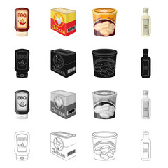 Vector illustration of can and food logo. Collection of can and package stock vector illustration.