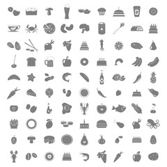 Set of monochrome icons with food and drinks  for your design