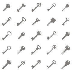 Set of monochrome icons with keys for your design