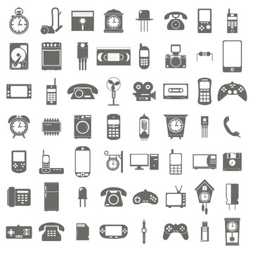  monochrome set with technology icons for your design