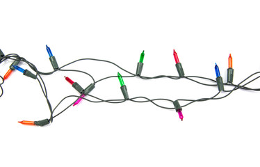 Christmas lights ornaments isolated on white background