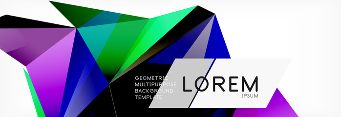 Triangle 3d polygonal art style. Future geometric design. Vector geometry futuristic illustration