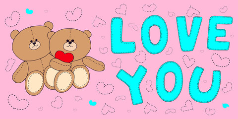 set for the day of all lovers. bears stars lettering love you