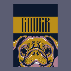 Vector close up portrait of french bulldog wearing the sunglasses