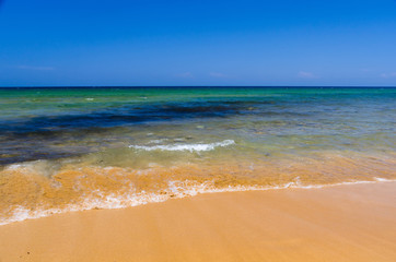 Soft wave of the sea on the sandy beach