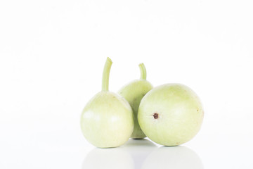 Close up of calabash or squash gourd isolated on white background